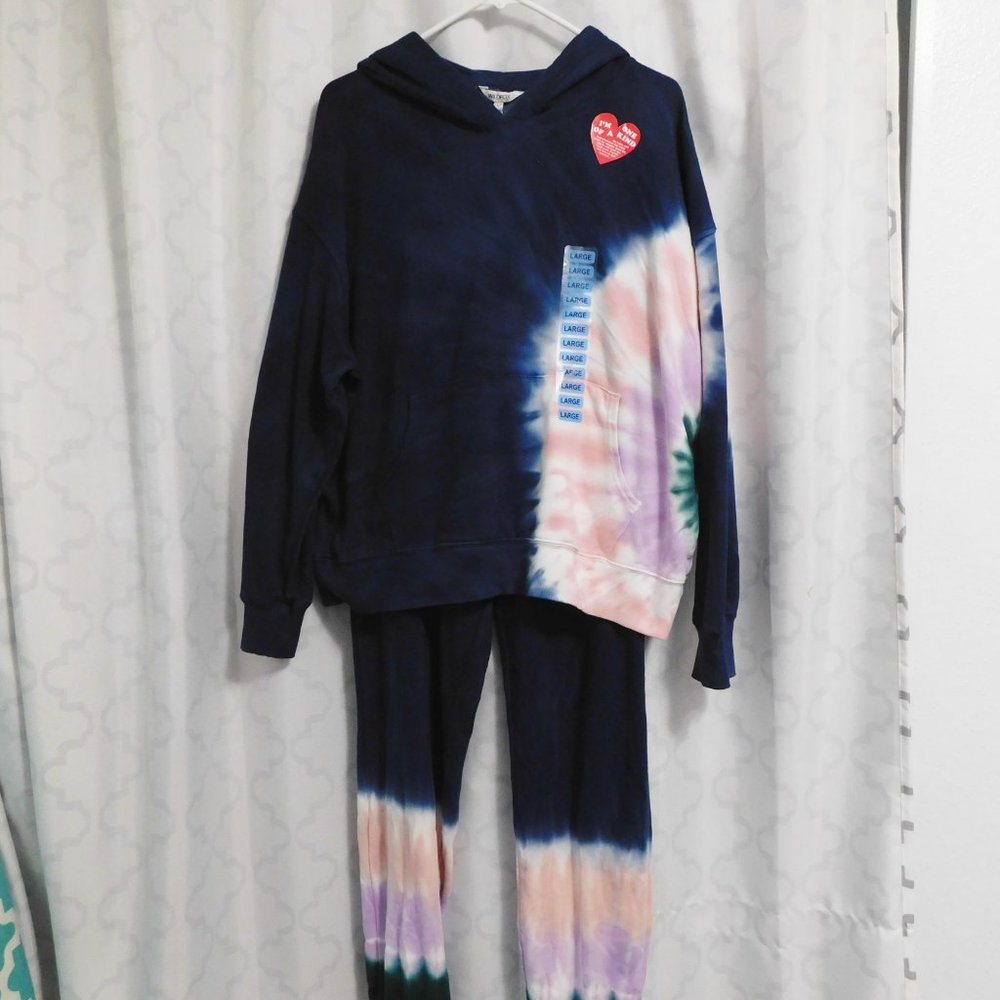 Wildfox Navy Tie Dyed Matching Hoodie & Joggers Set - L (NWT)